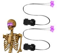 2 PCS Halloween LED Glowing Light up Eyes | Light up Eyes for Skulls with Timer | Energy Saving & Long-Term Effect | LED Props Spooky Decorations for Skeleton Pumpkins Tombstones Halloween