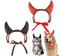 2 Pcs Halloween Pet Costume Devil Horn Headdress Headband Accessory Funny Demon Cosplay Head Accessories for Dogs Cats Halloween Party