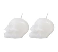 2 Pcs Halloween Skull Candle Light, Paraffin Wax, White