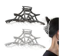 2 Pcs Halloween Spider Web Claw Clips Spiderwebs Halloween Hair Accessories Metal Claw Clip Black Silver