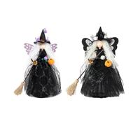 2 Pcs Halloween Witch Desktop Ornament Black Witch Doll with Wings Desktop Ornament Halloween Witch for Desktop Treetop Fireplace Halloween Decoration