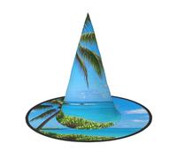 2 Pcs Halloween Witch Hats Tropical Sea Coconut Tree Tropical Witches Hat Mens Womens Floating Hats Costume Accessories Indoor Outdoor Halloween Decorations For Porch Yard Indoor Outdoor Decor