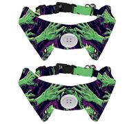 2 PCS Halloween Zombie Hand Dog Collars with Bow Tie and Bell, Adjustable Cat Bow Ties Collar for Small Medium Boy and Girl Pets Puppies Kittens