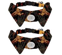 2 PCS Halloween Zombie Hand Dog Collars with Bow Tie and Bell, Adjustable Cat Bow Ties Collar for Small Medium Boys and Girls Pets Puppies Kittens