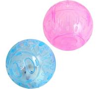 2 Pcs Hamster Ball Transparent Dwarf Exercise Running Wheel Gerbil Toys, Small Animal Exercise Wheels (Blue and Pink)