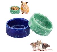 2 Pcs Hamster Ceramic Food Bowl Chew-Resistant Food and Water Dish for Hamster Rat Small Animals (Green and Purple)