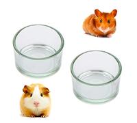 2 Pcs Hamster Food and Water Bowl Glass Anti-Turning Transparent Dish for Hamster and Other Small Pet