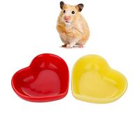 2 Pcs Hamster Food Bowl Hedgehog Ceramic Cute Shape Anti-Turning Food & Water Bowl for Hamster Hedgehog Gerbil Rat Guinea Pig (Yellow and Red)