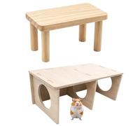 2 Pcs Hamster Platform, Hamster Hide, Hamster Accessories, with Multi Chamber Hide for Syrian Hamsters, Wooden Small Animal Shelter for Cage Enrichment and Natural Behaviour Stimulation