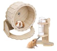 2 Pcs Hamster Wheel Set, Ultra-Quiet Silent Exercise Wheel & Adjustable Water Dispenser Stand for Hedgehogs, Guinea Pigs - Complete Small Pet Fitness Kit