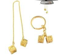 2 PCS Han Solo Lucky Charm Funny Han Solo Dice Gold Plated Lucky Dice Keychain Hanging Ornament Star Wars Fans Car Accessories the Last Jedi Pendant Keyring Gifts for Car Mirror Decoration Cosplay
