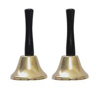 2 Pcs Hand Call Bells Super Loud Bells Hand Held Bells Classroom Ringing Bells Metal Handheld Bells with Plastic Handle Golden