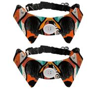 2 PCS Hand Drawn Abstract Color Blocks Pattern Shirt Style Dog Collar, Adjustable Pet Collars with Bow Tie, Cute Cat Bow Tie for Small Medium Boys Girls Cats Dogs Puppies