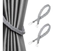 2 pcs Hand Knitting Curtains Braided Curtain Tiebacks, Tied Rope Simple Type Curtain Tie Backs and Accessories, Tie backs for home, office, restaurant, bar, office, hotel window decoration (Grey)