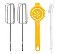 2 PCS Hand Mixer Replacement Beaters, Extended Handle Egg Yolk Separator & Cleaning Brush Set, Stainless Steel Electric Mixer Replace Parts for Kitchen Aid Hand Mixer Attachments (Silver)