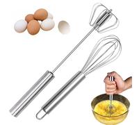 2 Pcs Hand Push Blender Mixer, Egg Whisk, Milk Frother, Balloon Whisk Set - Versatile Mixer Stirrer Tool for Blending Whisking Beating Stirring
