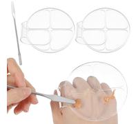 2 Pcs Handheld Acrylic Makeup Palette with 1 Spatula for Foundation, Circular 4 Grid Foundation Mixing Palettes, Clear Handheld Makeup Mixing Palette Nail Art Manicure Tray for Foundations Blending
