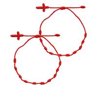 2 Pcs Handmade For Cross 7 Knots Red String Good Luck Amulet For Success And Prosperity Friendship Bracelets Ki Ear Studs Black