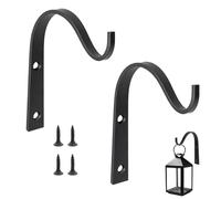 2 Pcs Hanging Basket Bracket, 4 Inch Hanging Basket Brackets Outdoor, Wrought Iron Wall Hangings Hooks, Bird Feeder Brackets for Fences, for Hangings Baskets, Bird Feeders, Coat, Lanterns