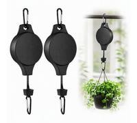 2 Pcs Hanging Basket Pulley Hook, Retractable Hanging Basket Pulley System | Pull And Lock Height Adjustment Lowers Planters without Ladders for Balconies Patios Porches Courtyards Gardens Bedrooms