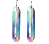 2 Pcs Hanging Crystals for Windows, Hexagonal Crystal Prisms Suncatchers, Rainbow Sun Catchers for Windows Garden Home Indoor Outdoor Christmas Ornament Hanging Decorations, with Ropes