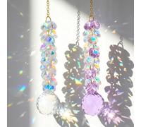 2 Pcs Hanging Sun Catchers Crystal Suncatcher Prism for Windows 31mm Sun Catcher with Crystals Chandelier Beads for Windows Doors Balconies Christmas Trees