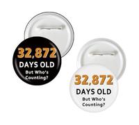2 Pcs Happy 60th Birthday Button Pins, 21915 Days Old But Who's Counting Badge Pins, Funny 60 Years Old Birthday Stain Brooch Button for Women Men, M, Plastic, no gemstone