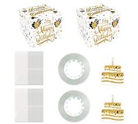 2 pcs Happy Birthday Money Box, BOSOIRSOU White Surprise Box Explosion Gift with Pull Out Birthday Card and 60 Transparent Bags for Fun Cash Gift DIY Birthday Party Set Adults Parents Friend