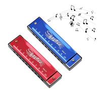 2 Pcs Harmonica Kids, Mouth Organ, 10 Hole 20 Tone Harmonica for Kids & Adults, Perfect Music Gift for Beginners and Performers (Red/Blue)