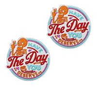 2 PCS Have The Day You Deserve-Funny Patches Embroidered Tactical Emblem Applique Hook and Loop Patches for Clothes,Backpack,Jacket,Coat,Pants,Pouch,Vest,Hat,Bag,Uniforms,Armband