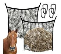 2 Pcs Hay Net, 90x80cm Hay Net for Horses Hay Net Large Hay Ball Horse Hay Bag for Horses Farming Hay Net with 4 Snap Hooks Black Hay Net Close-Meshed for Horses Ox Sheep Filling Quantity 10kg