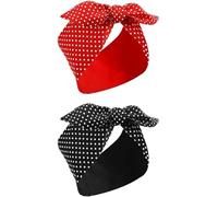 2 Pcs Head Scarf for Women,Red Black 1940s Retro Land Girl Head Scarf,Boho Retro Bow Headbands,Vintage Polka Dot Bow Headbands Accessories,for Ladies,Fashionable Combinations(Lovely Polka Dots)