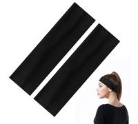 2 PCS Headbands for Women Men, 5cm/1.96in Wide Fashion Head Bands, Soft Fabric Stretchy Hairband Ideal for Makeup Yoga Running Sports Everyday Use (Black)