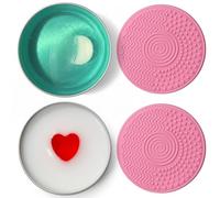 2 pcs Heart & Moon Shape Soap Bars for Cleaning Brushes and Sponges, Includes 2 Silicone Cleaning Pads for Effective Makeup Tool Care (210g Total)