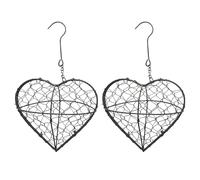 2 Pcs Heart Shape Hanging Planter | Rustic Metal Wire Wreath Frame for S-ucculents & Air Plants | Vertical Garden Plant Holder for DIY Floral Display, Home & Patio Decor (Empty Frame)