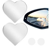 2 Pcs Heart Shaped Blind Spot Mirrors for Cars, Universal Self-Adhesive Wide Angle Convex Rear View Mirror to Enhance Safety, Cute Car Accessories for Universal Cars