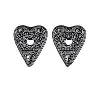 2 Pcs Heart-Shaped Ouija Planchette Skull Pins Set, Gothic Brooch Accessories for Halloween Theme Party