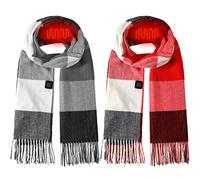 2 Pcs Heated Scarf for Women Men USB Heating Scarf Soft Warm Electric Heated Neck Warmer for Winter, Black White Plaid, Red Black Plaid, One Size