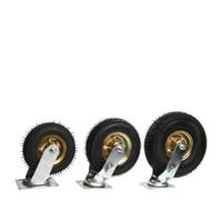 2 Pcs Heavy Du 10" Swivel Caster Wheels Mute Pneumatic Rubber 440 Lbs Load Industrial Wheels with Deep Groove Ball Bearing 8" & 6" Opts Available