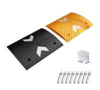 2 Pcs Heavy Duty 20" Rubber Speed Bumps, Yellow/Black Driveway Ramps for Asphalt & Concrete, Supports 110,000 lbs, Ideal for Traffic Control & Vehicle Safety