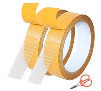 2 PCS Heavy Duty Double Sided Fabric Tape, 2.5cmX10m Hemming Tape for Curtains, Without Sewing Ironing Carpet Tapes, Extra Strong Self Adhesive Hem Tapes for Clothes Curtain Rug Trousers Wall Art