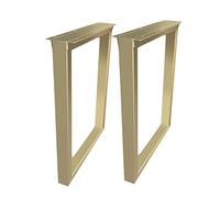 2 Pcs Heavy Duty Gold Metal Table Legs, Rustic Square Tube Design for DIY Dining Table, Coffee Table, Computer Desk - Sturdy Furniture Support