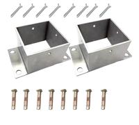 2 Pcs Heavy Duty Metal Powder Coated Steel Fence Post Anchor Base for Porch Railing and Outdoor Structures(105x80mm)