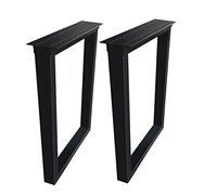 2 Pcs Heavy Duty Metal Table Legs Industrial Rustic Square Tube Design DIY Dining & Coffee Table Legs Sturdy Computer Desk Support (Color: Black)