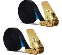 2 PCS Heavy Duty Ratchet Straps 800KG Break Strength - 10M x 25mm Adjustable Tensioning Belts Secure Motorcycles/Car Roof Rack/Surfboard Kayak/Vans/Bike/Cargo- Black