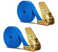 2 PCS Heavy Duty Ratchet Straps 800KG Break Strength - 10M x 25mm Adjustable Tensioning Belts Secure Motorcycles/Car Roof Rack/Surfboard Kayak/Vans/Bike/Cargo- Blue
