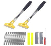 2 Pcs Heavy Duty Wall Scraper Tool with 20 Replace Accessories,Rubber Handle Non-Slip Soft Grip Scraper Tool with Protective Cover Removal of Wallpaper and Stubborn Materials for Home Renovation