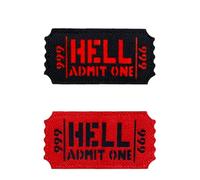 2 Pcs Hell Admit One IR Reflection Patch Embroidered Hook & Loop Patch Red Black Tactical Emblem Fastener Applique Clothing Accessories Funny Patches for Jacket,Hats,Vest,Backpacks,Jeans,Clothes