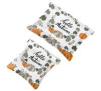 2 PCS Hello Autumn Thanksgiving Pocket Cosmetic Bag, Self-Closing Shrapnel Makeup Pouch, Portable No Zipper Mini Travel Make Up Bag for Headphones Coin Lipstick Cosmetics Earphones Jewelry Organizer