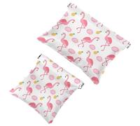 2 PCS Hello Summer Pink Flamingo Pinepple Pocket Cosmetic Bag, Self-Closing Shrapnel Makeup Pouch, Portable No Zipper Mini Travel Make Up Bag for Coin Lipstick Cosmetics Earphones Jewelry Organizer